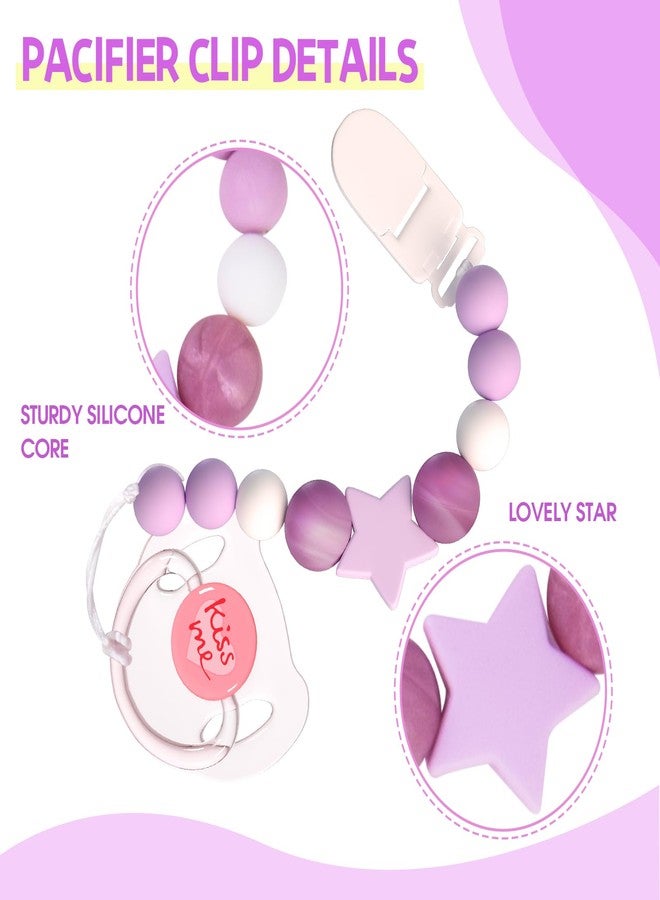Aori Pacifier Clips for Rebron Baby Dolls Holders Silicone Chain with Magnetic Pacifier -Purple - Image 3